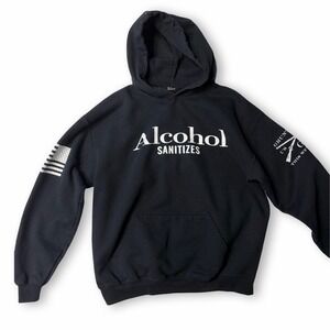 Grunt Style Alcohol Sanitizes Graphic Black Hoodie Small No Hood String